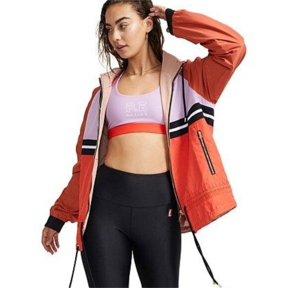 P.E. Nation Women's Colorblock Man Down Windbreaker Jacket Hood Size 2XS 3224 - Picture 16 of 16